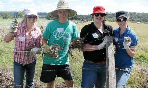 WSHS students Denby Watt, Jaak Wright, Chenae Ridge and Chloe McVeigh help with the flood clean-up at a property on Victoria St . WSHS students Denby Watt, Jaak Wright, Chenae Ridge and Chloe McVeigh help with the flood clean-up at a property on Victoria St .